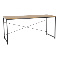 Písací stôl, dub/čierna, 150x60 cm, MELLORA