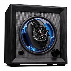 Klarstein Brienz 1, naťahovač hodiniek, 1 hodinky, 4 režimy, drevený vzhľad, modré vnútorné osvetlenie