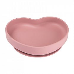 Canpol babies Silikónový tanier s prísavkou SRDCE 6m+ ružový