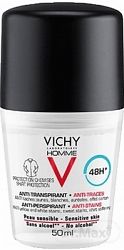 Vichy Homme Deodorant deodorant roll-on proti bielym a žltým škvrnám 48h 50 ml