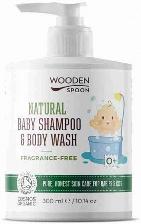 Wooden Spoon Detský sprchový gél/šampón na vlasy 2v1 bez parfumácie 300 ml